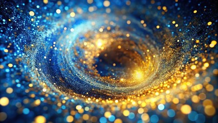 Wall Mural - Abstract vortex of blue and gold sparkles