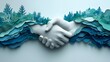 © Sarawut - Detailed vector paper cut illustration showing a handshake, 16:9 aspect ratio