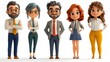 © Sarawut - Professional workers in formal office clothes, rendered in 3D cartoon style, isolated on white