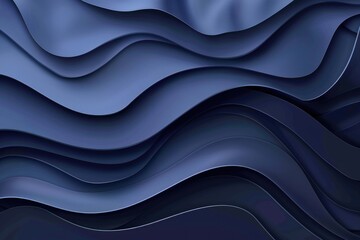 Wall Mural - Wavy shapes on a dark blue background