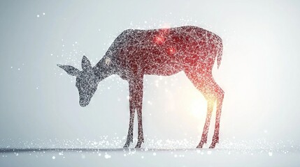 Wall Mural -   A giraffe in snow, turning its back to the camera while tilting its head to the side