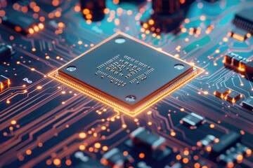 Poster - A detailed view of electronic components and wires on a circuit board