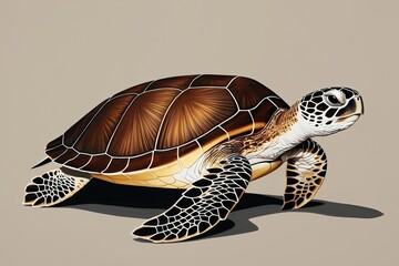 Sea Turtle Artwork on Neutral Background for Home Decor