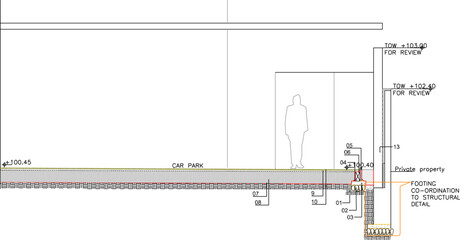 Wall Mural - Vector sketch, silhouette illustration, Roadside Planting Section Details image design for greening city parks