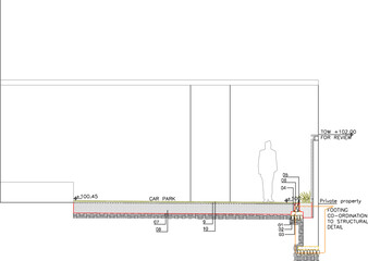 Wall Mural - Vector sketch, silhouette illustration, Roadside Planting Section Details image design for greening city parks