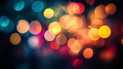 Canvas Print - Abstract colorful blurred lights on dark background