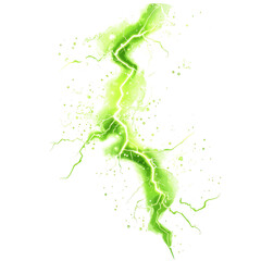 Poster - a bright green lightning bolt strikes a transparent background, showcasing energy and dynamic motion
