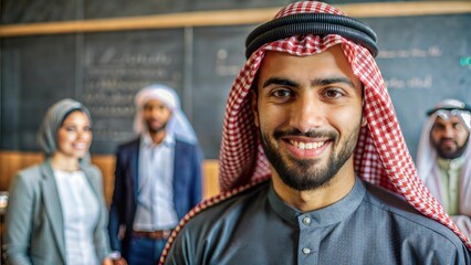 Wall Mural - young attractive and smiling arabic man