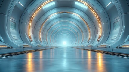 Wall Mural - Futuristic Tunnel with Glowing Lights