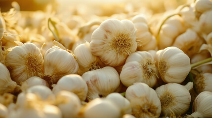 Canvas Print - close up of garlic on the ground