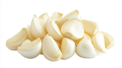 Canvas Print - white peeled garlic cloves isolated on white background