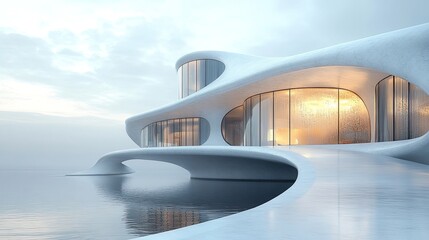 3D Rendering of White Circular Building Architecture