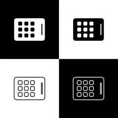 Poster - set graphic tablet icon isolated on black and white background. vector