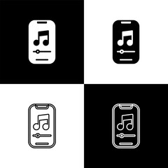Poster - set music player icon isolated on black and white background. portable music device. vector