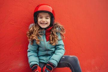 Sticker - doll in a red dress on a white background