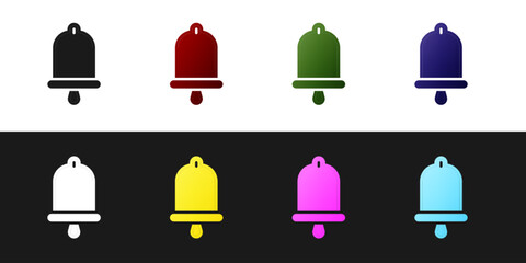 Sticker - Set Ship bell icon isolated on black and white background. Vector