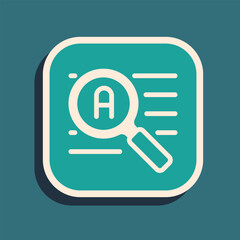 Poster - Green Translator icon isolated on green background. Foreign language conversation icons in chat speech bubble. Translating concept. Long shadow style. Vector