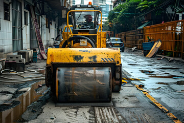 yellow bulldozer at work