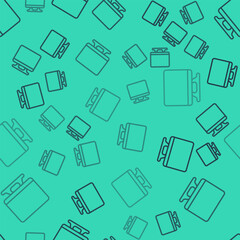 Poster - Black line Smart Tv icon isolated seamless pattern on green background. Television sign. Vector