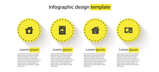 Wall Mural - Set House with shield, Washer, under protection and Online real estate house. Business infographic template. Vector