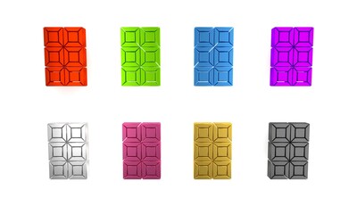 Wall Mural - Colorful Chocolate bar icon isolated on white background. Minimalism concept. 3D render illustration