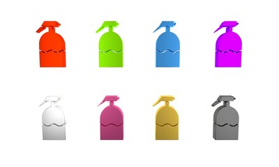 Poster - Colorful Garden sprayer for water, fertilizer, chemicals icon isolated on white background. Minimalism concept. 3D render illustration