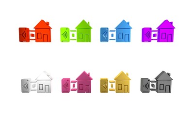 Poster - Colorful Smart home icon isolated on white background. Remote control. Minimalism concept. 3D render illustration