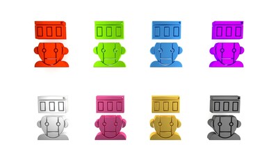 Poster - colorful robot icon isolated on white background. minimalism concept. 3d render illustration