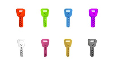 Canvas Print - Colorful Car key icon isolated on white background. Minimalism concept. 3D render illustration