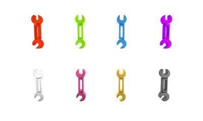 Canvas Print - Colorful Wrench icon isolated on white background. Spanner icon. Minimalism concept. 3D render illustration