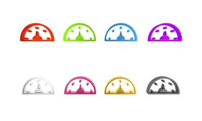 Poster - Colorful Speedometer icon isolated on white background. Minimalism concept. 3D render illustration