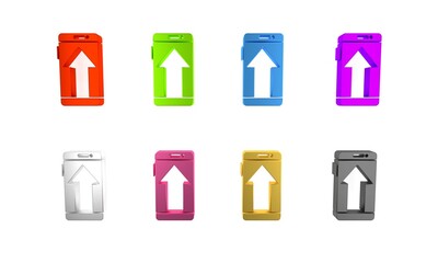 Poster - Colorful Smartphone, mobile phone icon isolated on white background. Minimalism concept. 3D render illustration