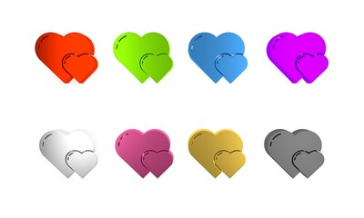 Wall Mural - Colorful Heart icon isolated on white background. Romantic symbol linked, join, passion and wedding. Valentine day symbol. Minimalism concept. 3D render illustration