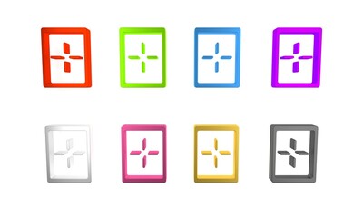 Poster - Colorful Portable video game console icon isolated on white background. Gamepad sign. Gaming concept. Minimalism concept. 3D render illustration