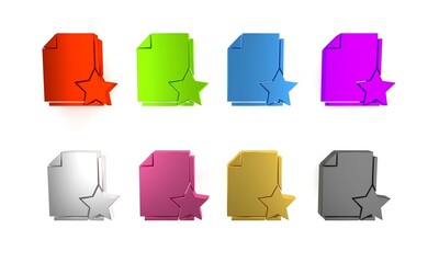 Poster - colorful document with star icon isolated on white background. document best, favorite, rating symbo