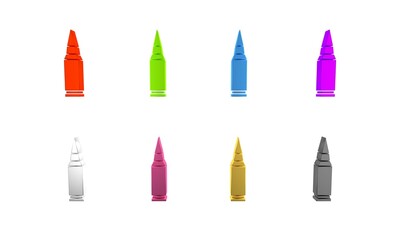 Poster - Colorful Bullet icon isolated on white background. Minimalism concept. 3D render illustration