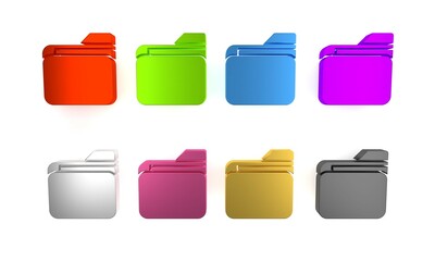 Poster - Colorful Document folder icon isolated on white background. Accounting binder symbol. Bookkeeping management. Minimalism concept. 3D render illustration