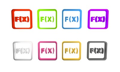 Poster - colorful function mathematical symbol icon isolated on white background. minimalism concept. 3d rend