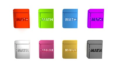 Poster - colorful book with word mathematics icon isolated on white background. math book. education concept 