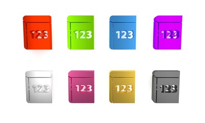 Poster - colorful book with word mathematics icon isolated on white background. math book. education concept 
