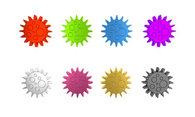 Wall Mural - Colorful Virus icon isolated on white background. Corona virus 2019-nCoV. Bacteria and germs, cell cancer, microbe, fungi. Minimalism concept. 3D render illustration