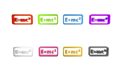 Poster - Colorful Math system of equation solution icon isolated on white background. E equals mc squared equation on computer screen. Minimalism concept. 3D render illustration
