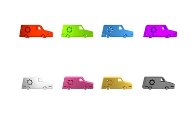 Wall Mural - Colorful Hearse car icon isolated on white background. Minimalism concept. 3D render illustration