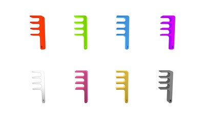 Sticker - Colorful Hair brush for dog and cat icon isolated on white background. Brush for animal fur. Pet accessory. Minimalism concept. 3D render illustration