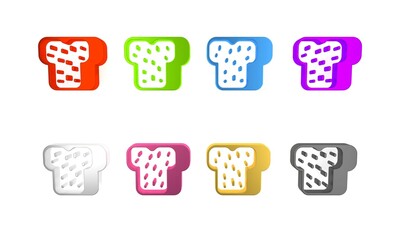 Sticker - Colorful Bread toast for sandwich piece of roasted crouton icon isolated on white background. Lunch, dinner, breakfast snack. Minimalism concept. 3D render illustration