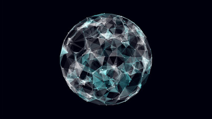 Poster - Vector sci-fi colors sphere with particles and lines. Concept network connection. Frame sphere. Abstract technology background.