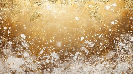 Poster - snow blurred background snowfall, holiday letterhead postcards, vintage wall gold plaster background, with copy space christmas canvas