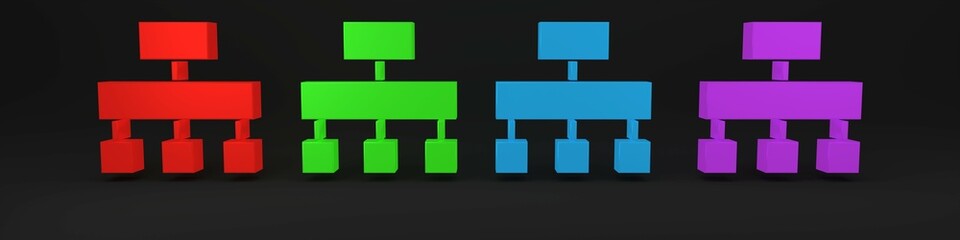 Aufkleber - Colorful Site map icon isolated on black background. Minimalism concept. 3D render illustration