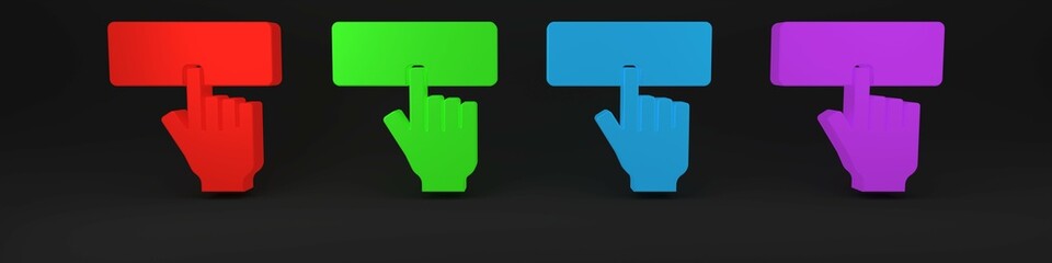 Aufkleber - Colorful Computer keyboard icon isolated on black background. PC component sign. Minimalism concept. 3D render illustration