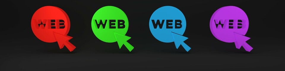Poster - Colorful Web and graphic design icon isolated on black background. Creative and development. Minimalism concept. 3D render illustration